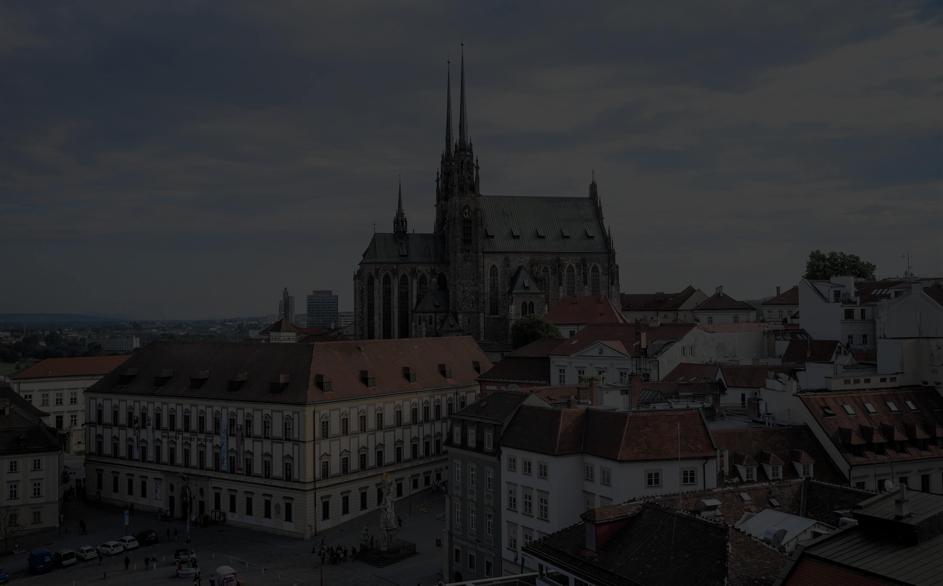 A view of central Brno and the Cathedral of St. Peter and Paul